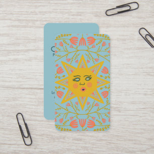 Zon en bloeiende wijnstokken Elegant geïllustreerd Visitekaartje