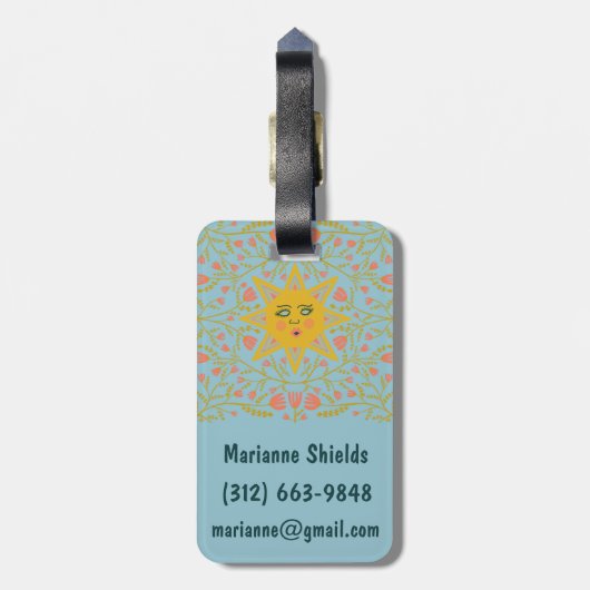 Zon en bloeiende wijnstokken GEPERSONALISEERD Bagagelabel (Achterkant verticaal)