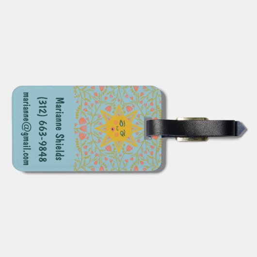 Zon en bloeiende wijnstokken GEPERSONALISEERD Bagagelabel (Achterkant horizontaal)