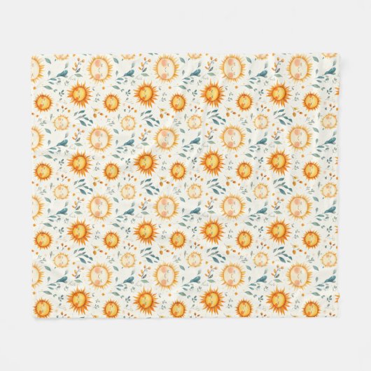 Zon en bloemen baby geschenken fleece deken (Voorkant (Horizontaal))