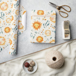 Zon en bloemen baby geschenken Inpakpapier