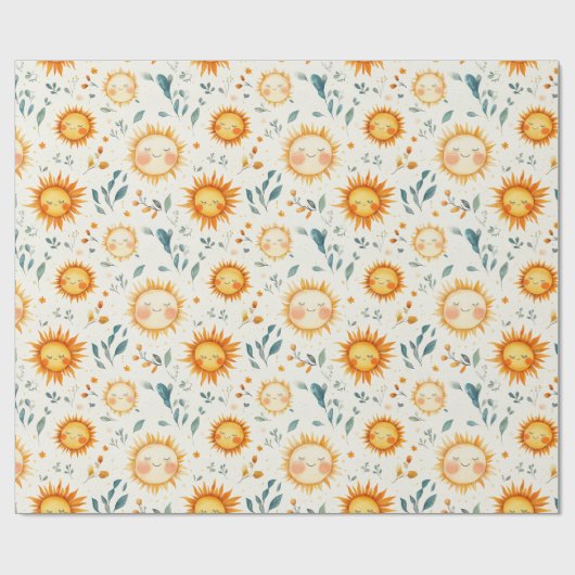 Zon en bloemen baby geschenken Inpakpapier (Vlak)