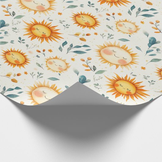 Zon en bloemen baby geschenken Inpakpapier (Hoek)