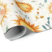 Zon en bloemen baby geschenken Inpakpapier (Rol Hoek)