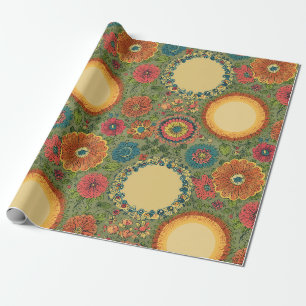 Zon en Bloemen Boho Inpakpapier