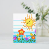 Zon en bloemen briefkaart (Staand voorkant)