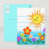 Zon en bloemen briefkaart (Voorkant / Achterkant)