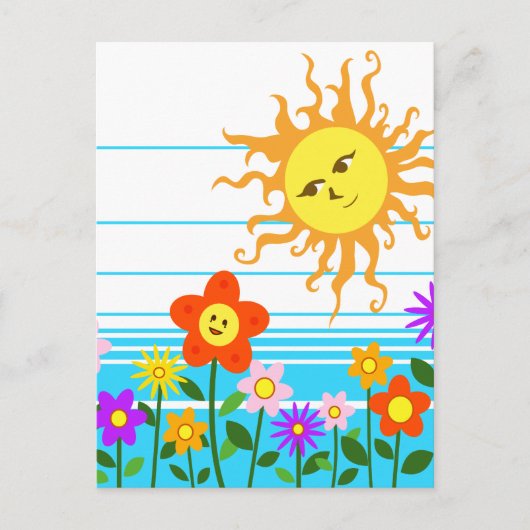 Zon en bloemen briefkaart (Voorkant)