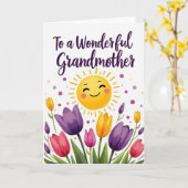 Zon En Bloemen Oma Kaart (Gele Bloem)
