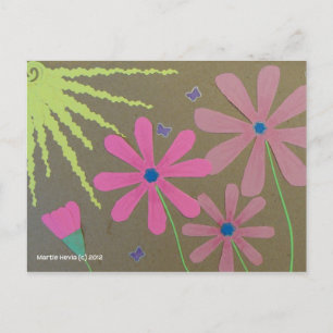 Zon en bloemen - plakboek briefkaart