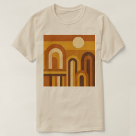 Zon en Bogen Midden Eeuw Modern Geometrisch Ontwer T-shirt