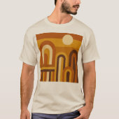 Zon en Bogen Midden Eeuw Modern Geometrisch Ontwer T-shirt (Voorkant)