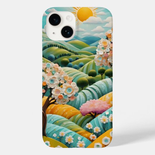 zon en bomen en bloemen iPhone Hoesjes (Achterkant)