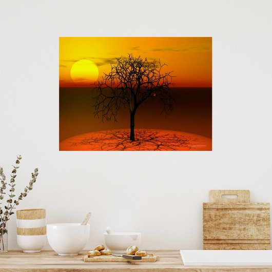 Zon en boom instellen poster (Keuken)