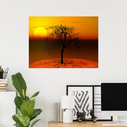 Zon en boom instellen poster (Thuiskantoor)