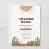 Zon en cactus Baby shower Save The Date (Voorkant)