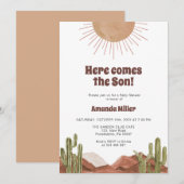 Zon en cactus Baby shower Save The Date (Voorkant / Achterkant)