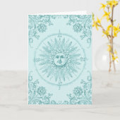 Zon en de Maan Opgevouwen Wenskaart Kaart (Gele Bloem)