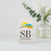 Zon en gekleurd penseel visitekaartje (Staand voorkant)