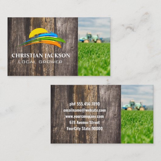 Zon en gekleurde verfkwast | landbouwer visitekaartje (Voorkant / Achterkant)