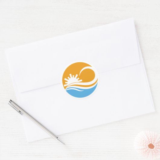 zon en golf ronde sticker (Envelop)
