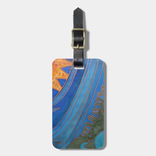 Zon en golven bagagelabel (Voorkant verticaal)