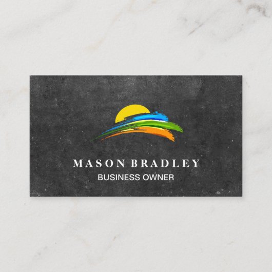 Zon en kleurverfpenseel visitekaartje (Voorkant)