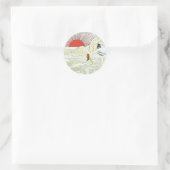 Zon en kraan Vogel  Japans Silk Label (Tas)