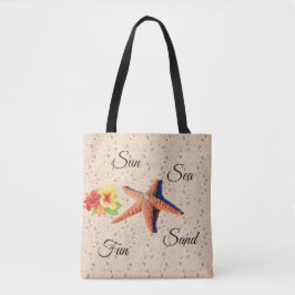 Zon en leuke strand canvas tas