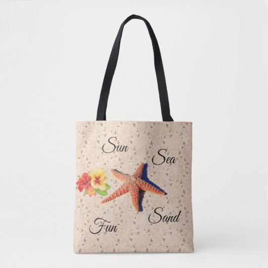 Zon en leuke strand canvas tas (Voorkant)