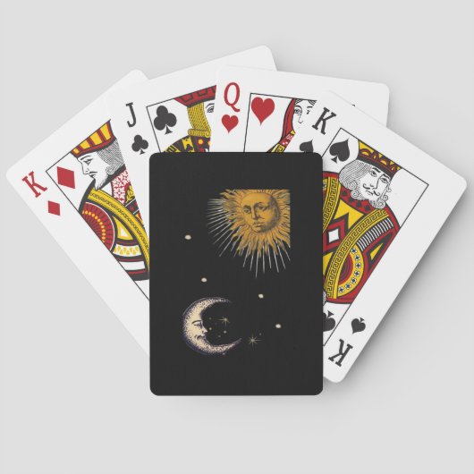 Zon en Maan 90s Whimsigoth Ontwerp Pokerkaarten (Achterkant)