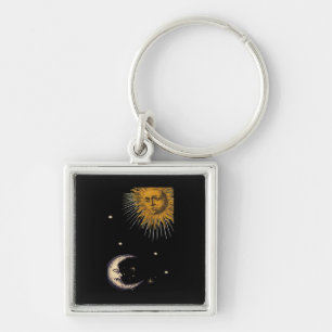 Zon en Maan 90s Whimsigoth Ontwerp Sleutelhanger