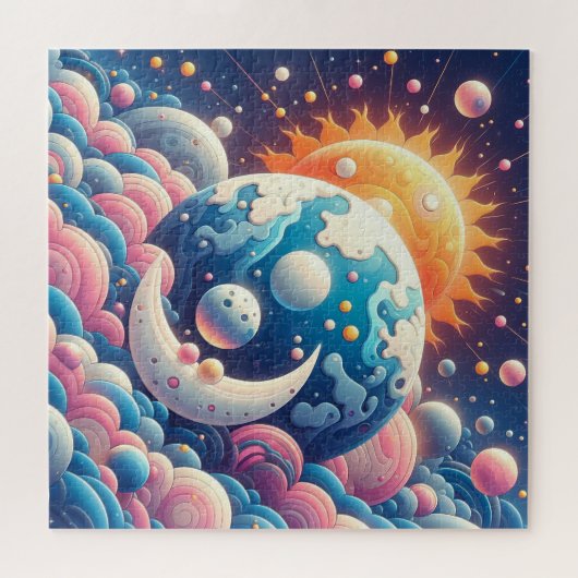 Zon en Maan Abstract Legpuzzel (Horizontaal)