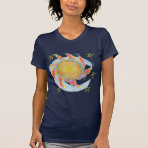 Zon en maan Abstracte oorbare Kunst T-shirt