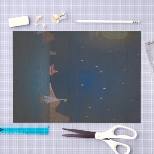 Zon en maan achter boten tissuepapier (Craft)