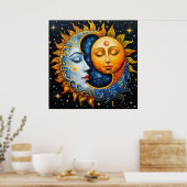 Zon en maan artistieke illustratie poster (Keuken)