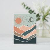 Zon en Maan Bergen Briefkaart (Staand voorkant)