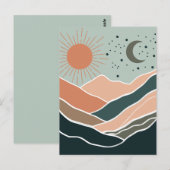Zon en Maan Bergen Briefkaart (Voorkant / Achterkant)