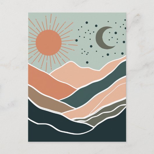 Zon en Maan Bergen Briefkaart (Voorkant)