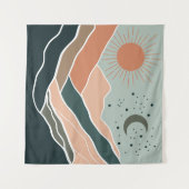 Zon en Maan Bergen Wandkleed (Voorkant (horizontaal))