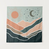Zon en Maan Bergen Wandkleed (Voorkant)