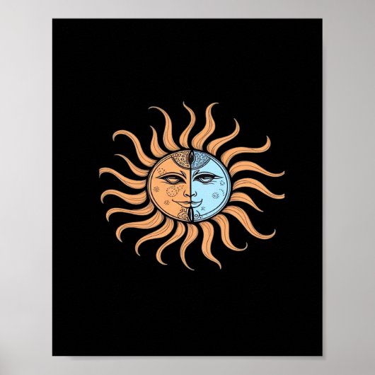 Zon en Maan  Boheems Abstract Poster (Voorkant)
