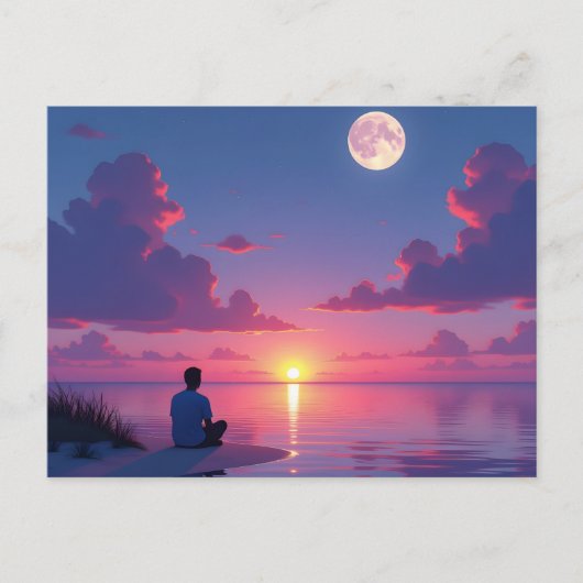 Zon en maan briefkaart (Voorkant)
