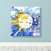 Zon en maan canvas afdruk (Insitu (Houten vloer))