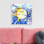Zon en maan canvas afdruk (Insitu (Woonkamer))