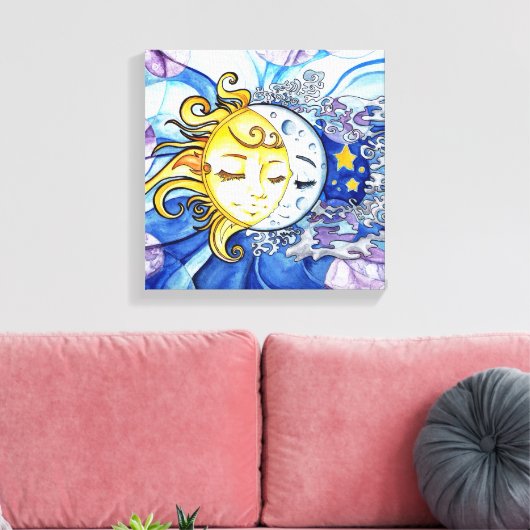 Zon en maan canvas afdruk (Insitu (Woonkamer))