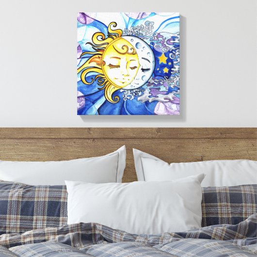 Zon en maan canvas afdruk (Insitu (Slaapkamer))