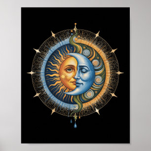 Zon en Maan Celestial Boho Mystieke Hippie 90s _3 Poster