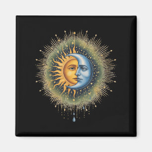 Zon en Maan Celestial Boho Mystieke Hippie 90s Magneet