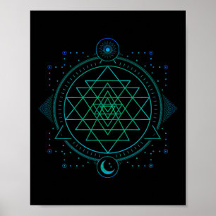 Zon En Maan Chakra Geometrie Sri Yantra Poster